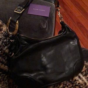 Ralph Lauren black leather saddle shoulder bag